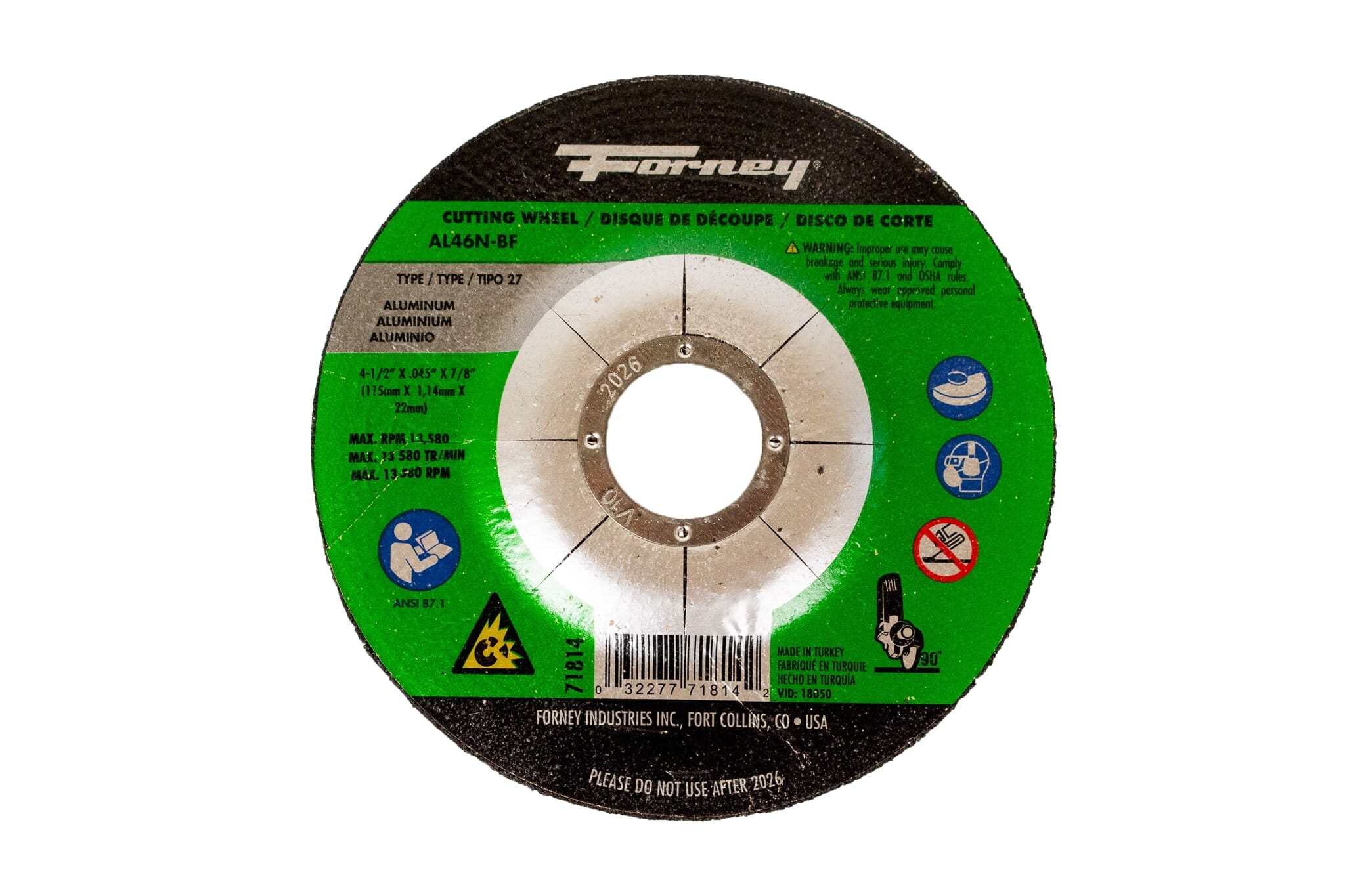 71814 Cut-Off Wheel, Aluminum, Typ